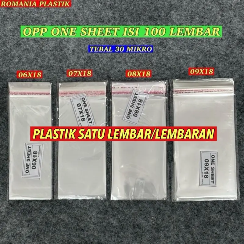 Plastik OPP One Sheet LEMBARAN BUKAN KANTONG Isi 100 Lembar Tebal 30 Mikro Ukuran 06x18 07x18 08x18 09x18 Snack