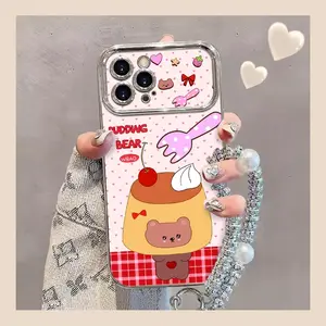 XWDDDSC602 casing hp Untuk iPhone 13 Pro Max softshell tpu allinclusive Creative Dessert Bear electroplating phone case allinclusive