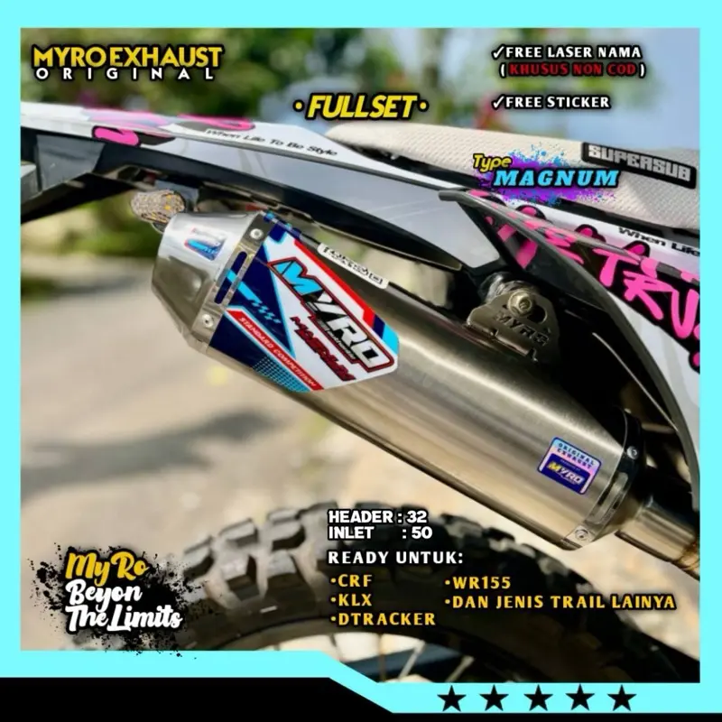 KNALPOT ORIGINAL CRF KLX DTRACKER WR MYRO EXHAUST Type magnum Motorcycle Trail