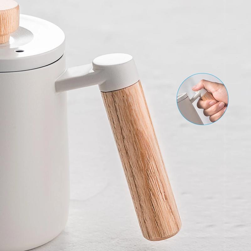 Product Introduction of 350/600ml Coffee Kettle Solid Wood Handle Narrow Mouth Swan Neck Pot Ear Hook Pot Vertical Water Drip Filter Coffee Pot Teapot 10