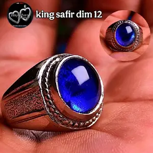 Cincin permata pria wanita king safir dim 12 mewah ring