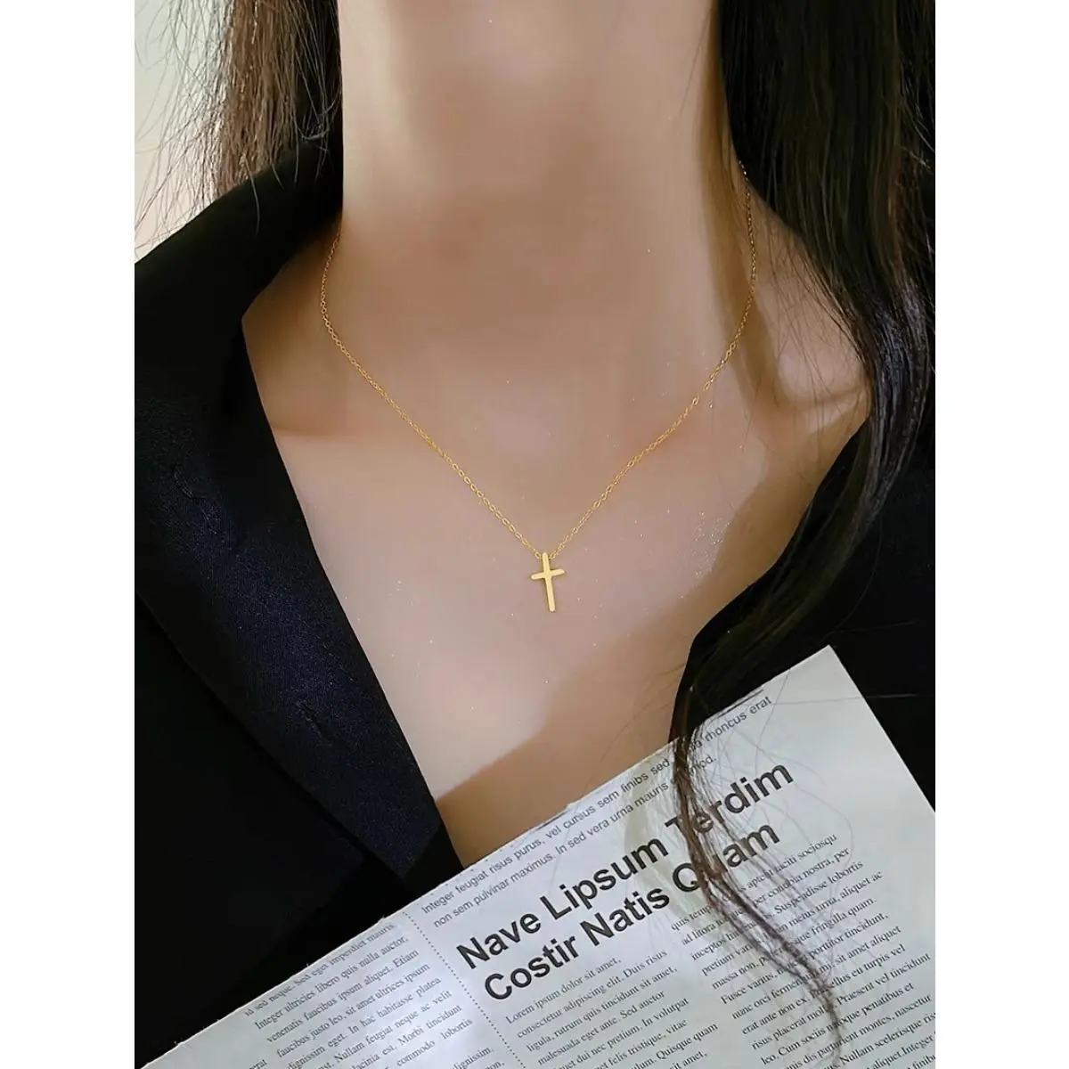 Titanium Steel Cross Pendant Necklace for Women and Men