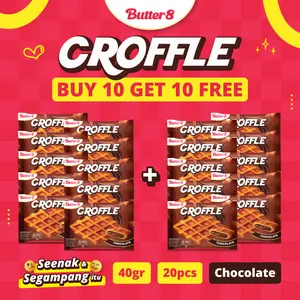 [ BUTTER8 ] BELI 10 pcs GRATIS 10 pcs Croffle Chocolate Snack Premium Kekinian Ready to Eat 40gr