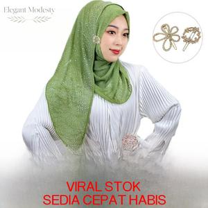2026 Tudung Wanita Musim Panas Baharu yang Bernafas dengan Hiasan Batu Permata Warna Solid dan Aksesori Tali Ikat Penghantaran Cepat