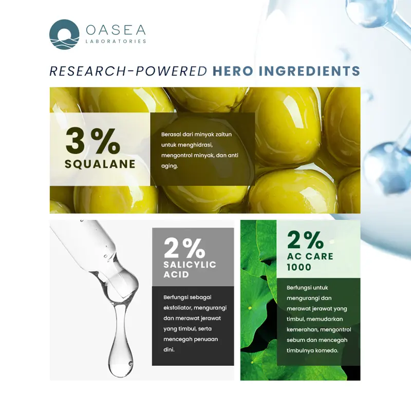 Oasea Oceanus Squalane + Salicylic Acne Control Face Oil Serum - 5ml (Serum Minyak Wajah) ED 10/25 Acid Berjerawat 1
