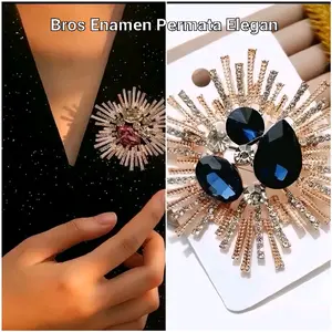 Bros Enamen  Permata  Premium Aksesories Elegan  Seragam Clip Stell Titanium Aksesoris fashion Permata Kristal