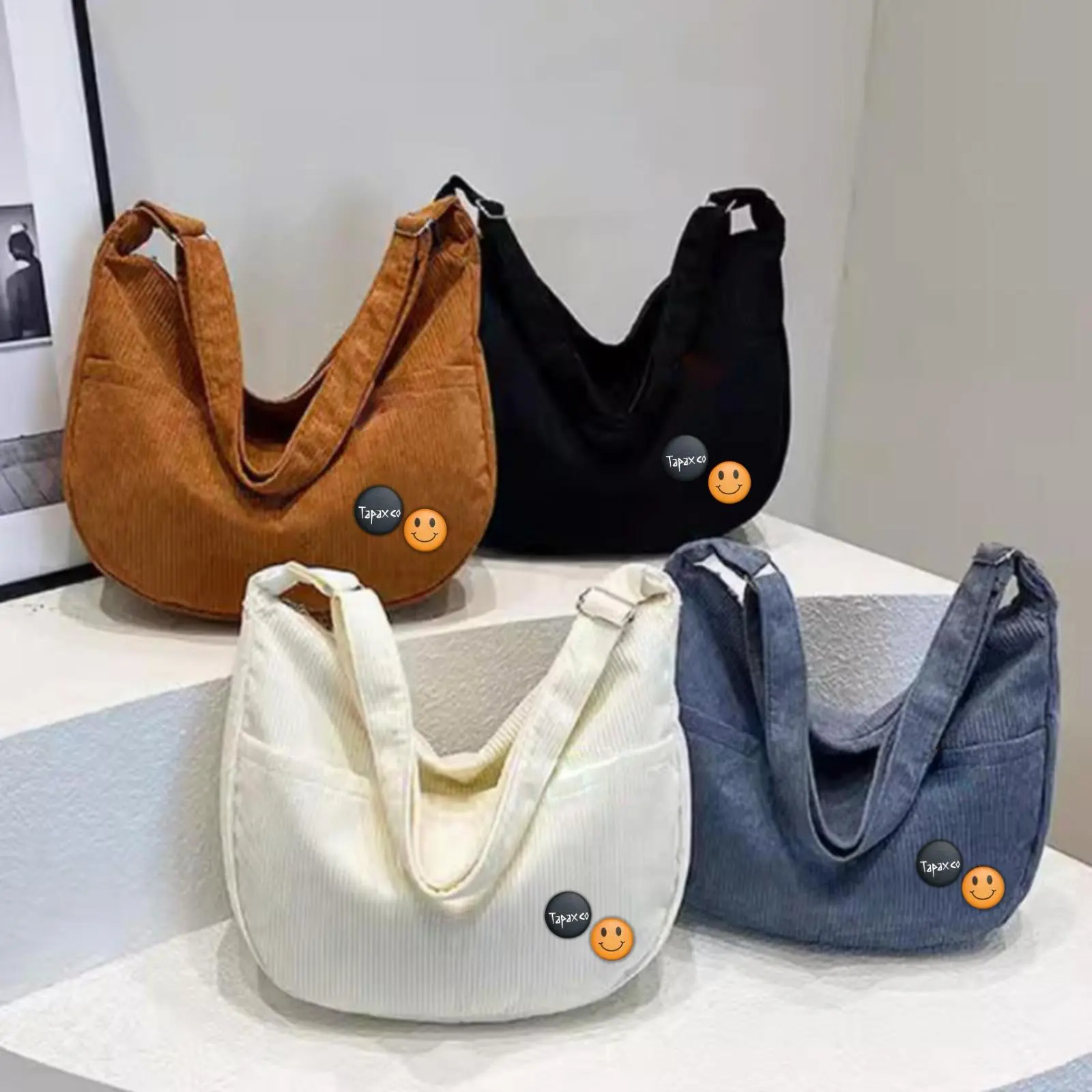 Tas Selempang Pria Wanita Tapaxco Videl 2IN1 Slingbag & Shoulder Bag Korean Style Casual Local Korduroi Free Pin Random