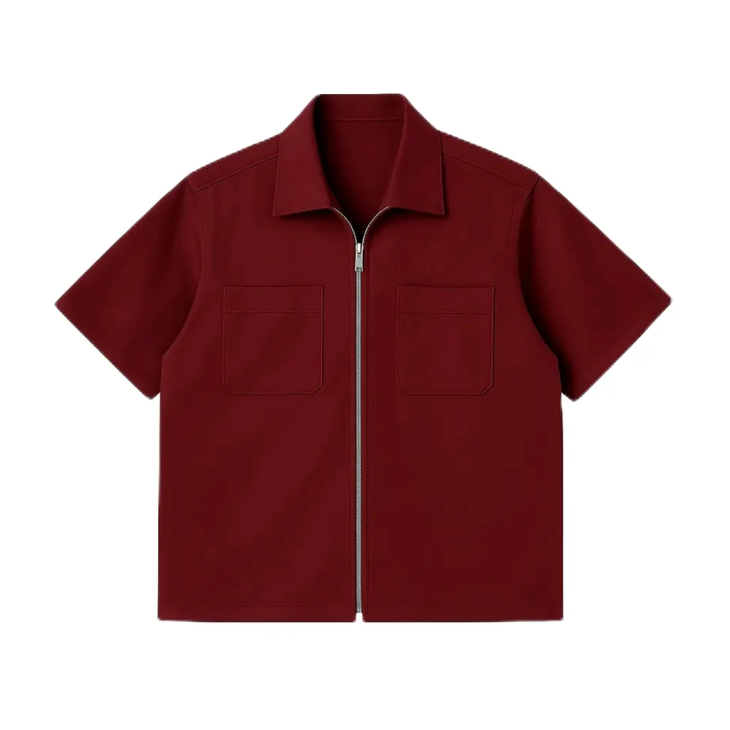 Workshirt Zipper Casual Street wear Pria Wanita Pendek