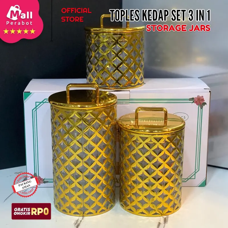 Mall Perabot | Toples Akrilik Kedap Udara | Toples Gagang Set 3 in 1 | Stoples Jars Penyimpanan Makanan / Snack / Kue 5