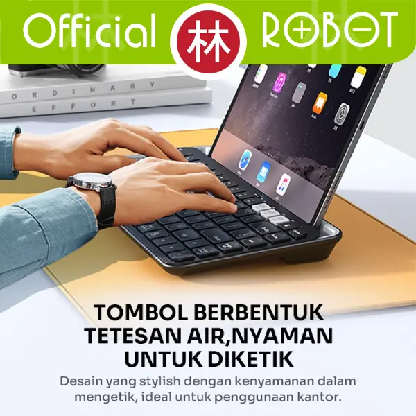 Robot KB30 Keyboard Bluetooth 3.0 + 5.0 + Wireless USB 2.4G Multi Device up to 3 Devices with Holder for Tablet Tab Phone New KB10 4