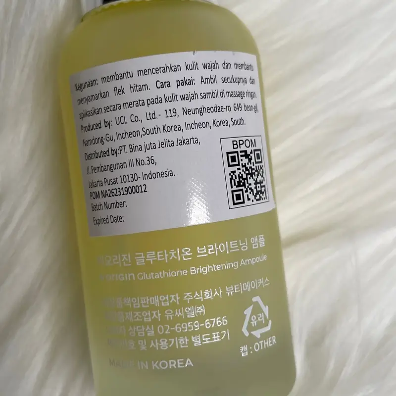 JUTANHAK B’ORIGIN GLUTATHIONE Brightening Ampoule KOREA ( 30 mL /1.01fl.oz) Memutihkan Mencerahkan Kusam Wajah 5