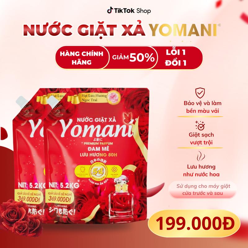 Nước Giặt YOMANI 5 Trong 1- Hương Nước Hoa Hồng, Lưu Hương 80H, An Toàn Cho Da,…