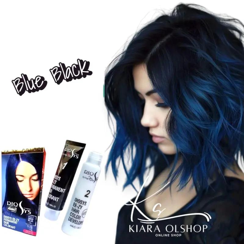 Pewarna semir cat Rambut Blue Black Tanpa Bleaching 45Ml Hitam 0