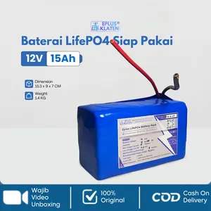 Baterai LifePO4 12V 15Ah + BMS NEW Cell Battery Setrum PDC Ikan Backup Aki Accu Motor Spayer Siap Pakai - BT132