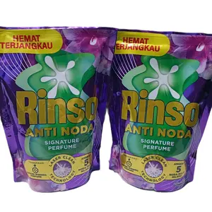 (PAKET 2 POUCH) RINSO LIQUID Deterjen Cair Clean Perfume Essence 510ml