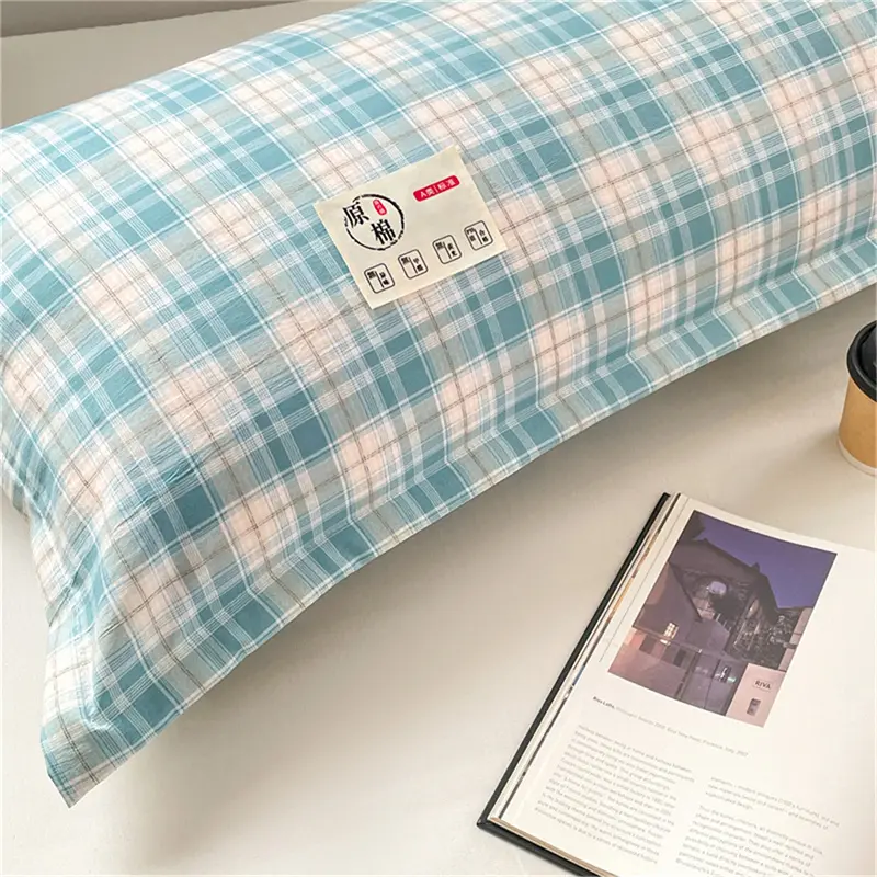 FASCHY Vải lanh cotton Vỏ gối dài, Vỏ gối kẻ sọc, Vỏ gối đôi thoáng khí, Kéo dài vỏ gối 3