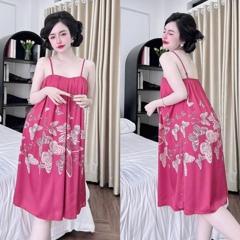  Váy Ngủ Hisexy Đầm ngủ Lụa Latin In 3D Mặc Nhà Form Xòe Rộng Rãi MD69 