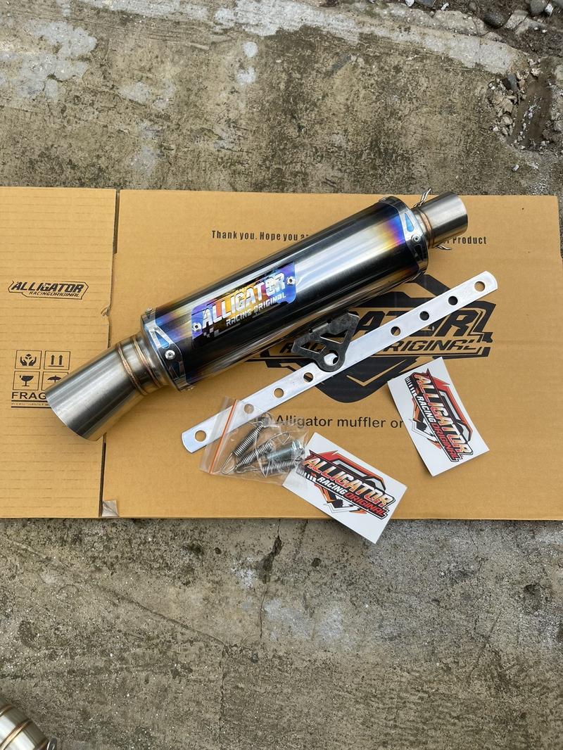 Product Introduction of Knalpot Samlong Original Alligator Halfblue New Emblem [ inlet 38 mm ] free triplat Nmax Aerox Beat Mio Scoopy Vario Pcx lexy Xride fino Fazio Freego dll Bracket Laser Motor Motorcycle 14