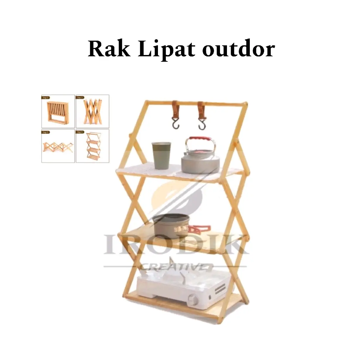 RAK LIPAT PORTABEL portable rack wood. rak piknik & camping. kayu asli merah Hitam penyimpanan Cooking Masak Kompor penyimpanan sepatu
