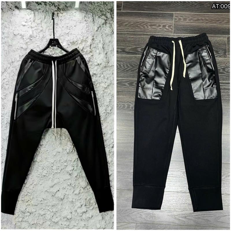 Quần Jogger Phối Da Khoá  + Quần Phối Túi Da , Chất Co Dãn Nam Nữ