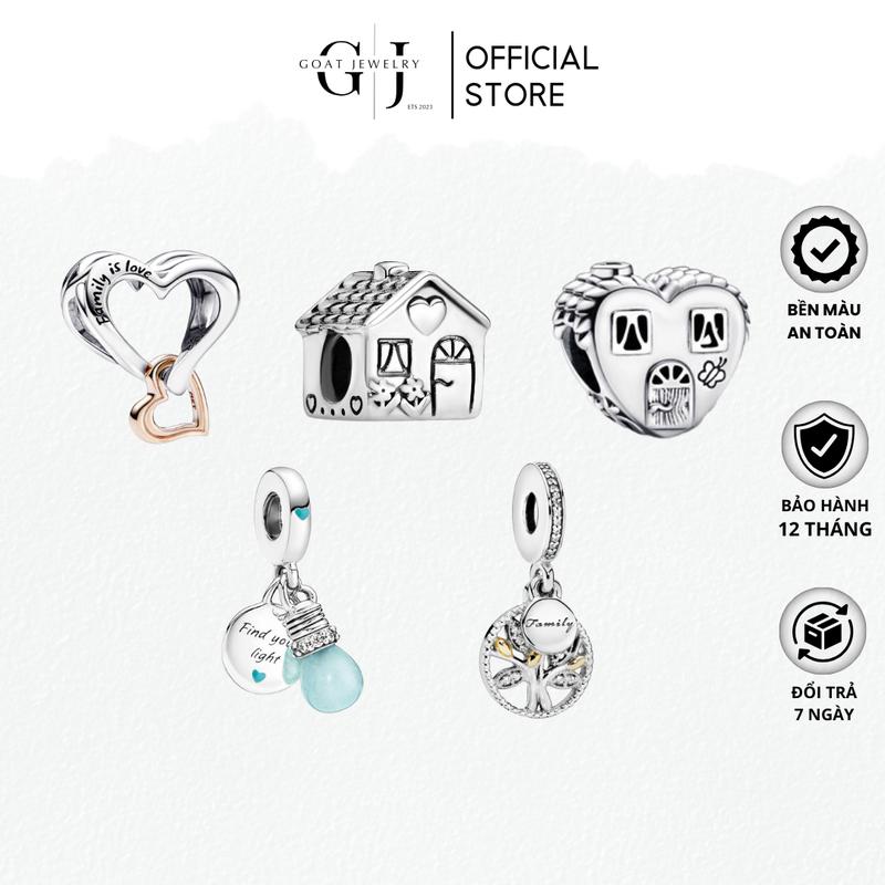 Charm Bạc S925 Hạt Charm Home Family Love Thể Hiện Tình Cảm & Tình Yêu Với Gia Đình Trang Trí Vòng Tay