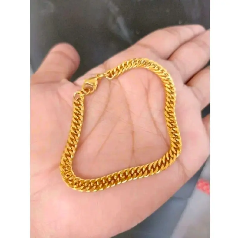 Gelang sisik rantai titanium aksesoris elegan anti luntur perhiasan dewasa lapis emas 24k Bracelets 3