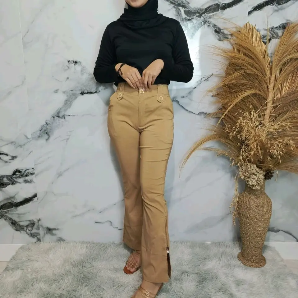 "Glenz" Cutbray Pants / Celana Cutbray Belah Samping / Bahan Softjeans Import / High Quality / Streach celana korean style celana  panjang Celana Corduroy    Wanita Melar