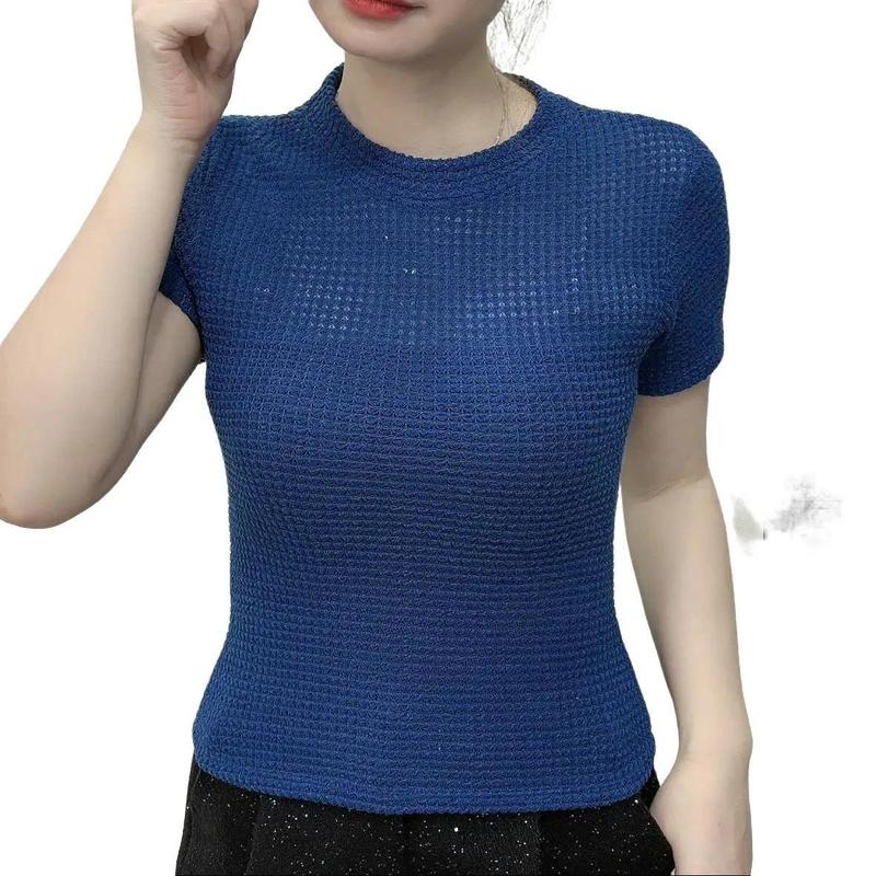 Áo body cộc tay chất len mềm nhẹ co dãn a141 - Dài Áo 53cm, Dài tay 18cm, Vòng 1 74cm, Vòng 2 78cm, Phom ôm dáng ngắn croptop - Top