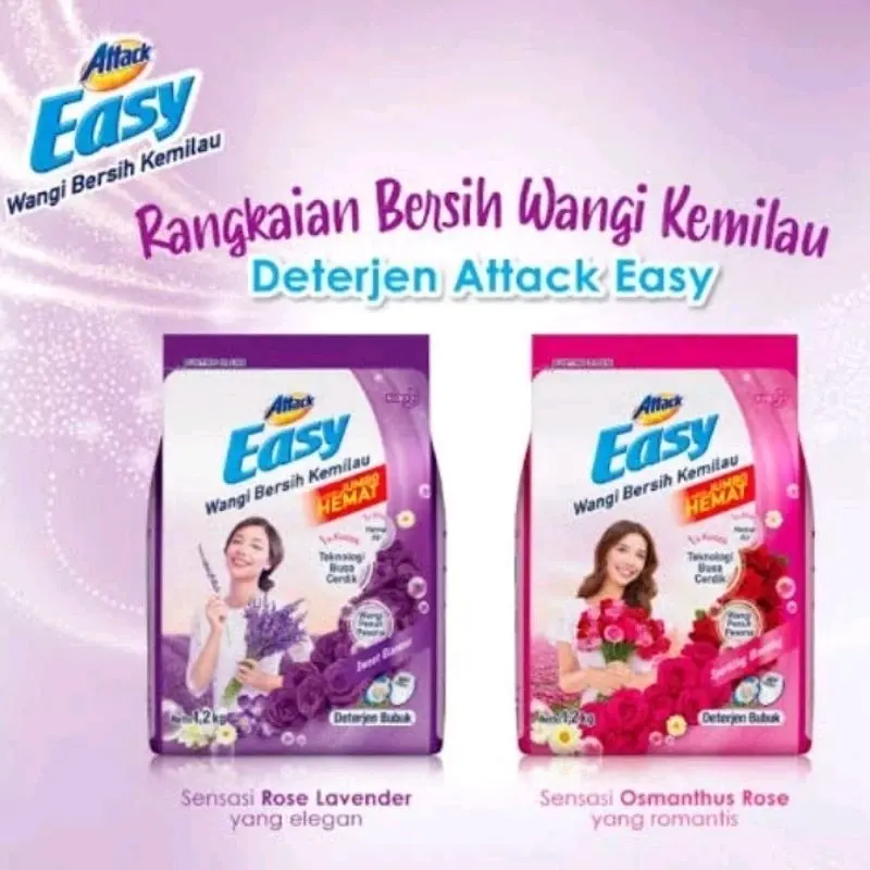 SABUN DETERGEN ATTACK EASY ISI 1200 Gr / SABUN CUCI BAJU BUBUK / DETERGEN BUBUK ATTACK EASY / DETERGEN BUBUK ATTACK EASY Pink ungu 0