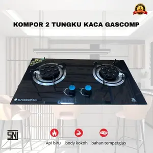 Shishu Kompor Gas Tanam Kaca 2 Tungku Burner Turbo 8 JET kompor tanam BERGARANSI