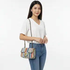 SYILVIEA Tas Selempang Wanita Slingbag Shoulder Bahan Sintetis Tali Rantai PX20 LX8 TX12 cm Desain Warna-warni Trendy