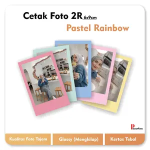 [Dapat 25 foto] CETAK FOTO UKURAN 2R Pastel Rainbow Glossy/Mengkilap