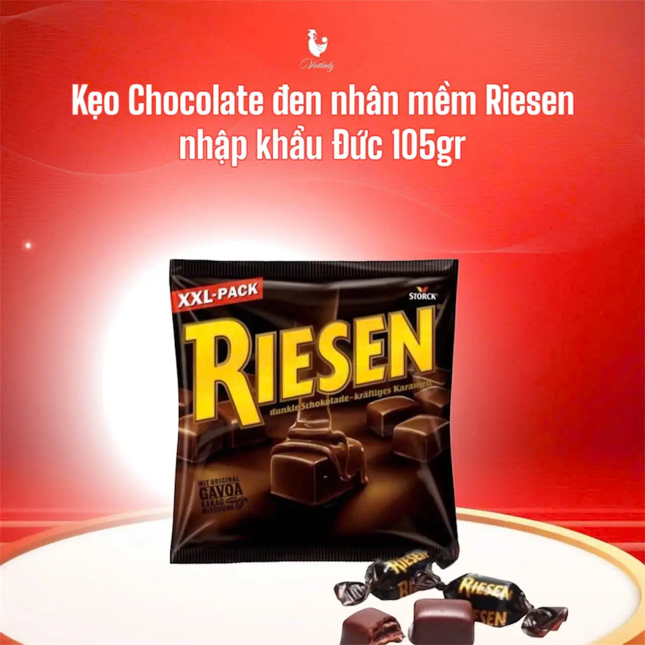 Kẹo chocolate đen nhân mềm Riesen nhập khẩu Đức 105gr - Hàng chính hãng, thơm béo ngọt ngào