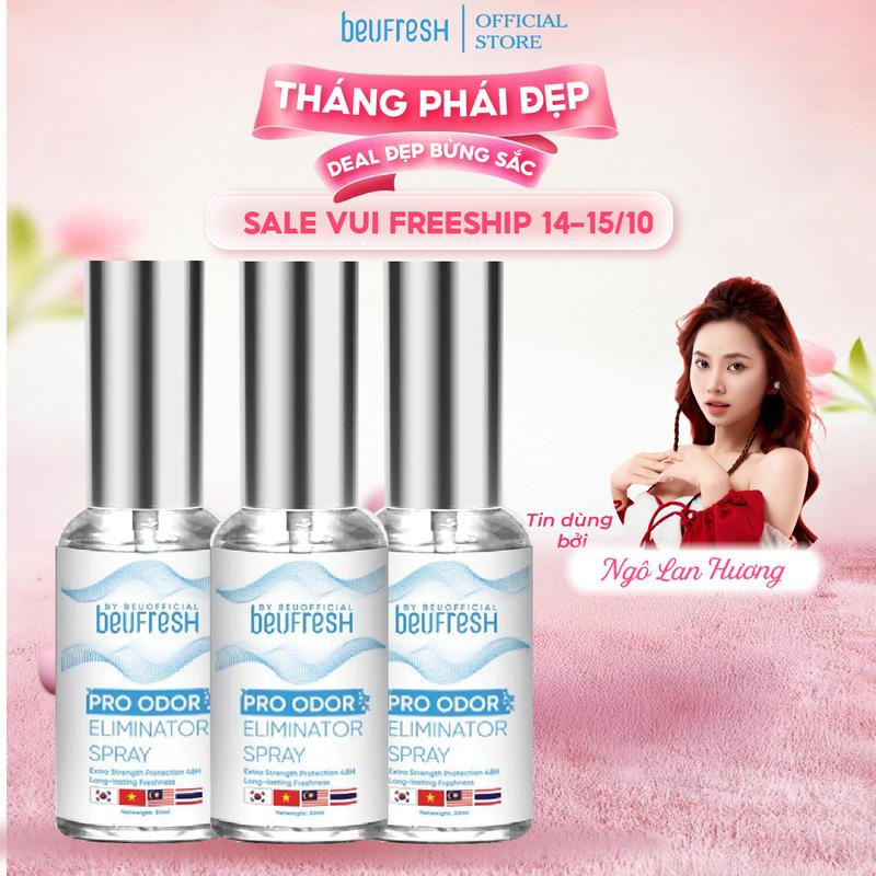 [LIVE RẺ KHỦNG_ CHÍNH HÃNG] XNL624_ COMBO 3 BEUFRESH PRO Xịt Khử Mùi Toàn Thân, Cảm Giác Dễ Chịu, Hỗ Trợ Giảm Thiểu Khử Mùi Hôi Mồ Hôi Nách, Tay, Chân cho nam không ố vàng