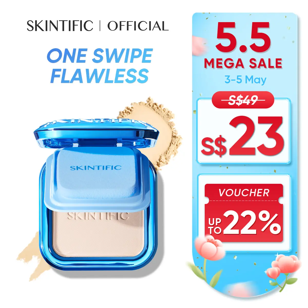 [NEW LAUNCH] SKINTIFIC TWC Blue Foundation Ultra Cover Powder 9 gr Foundation Pore-blurring and Flawless Finish Providing High Coverage Control oil Concealer Makeup