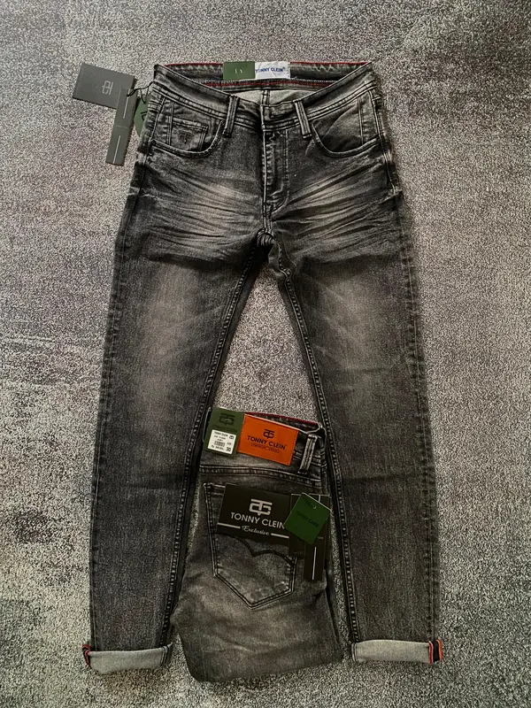 Celana Panjang Pria Tonny Clein Jeans Original Model Ringkel Stretch Skinny Warna Denim Wash Sedang Hitam 5