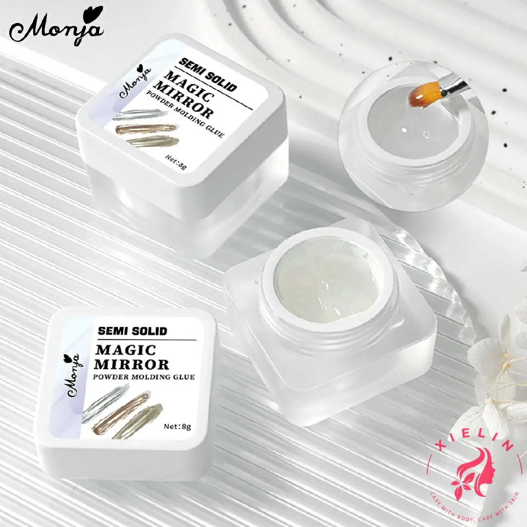 MONJA MAGIC MIRROR POWDER MOLDING GLUE GEL FOR  CHROME NAIL GEL POLISH