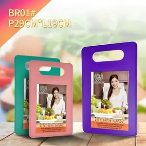 CRYSTAL DATING Talenan Dapur Plastik Tebal BR01 29x19cm Anti Bakteri Aman Higienis untuk Buah Sayur Warna Pink Hijau Ungu