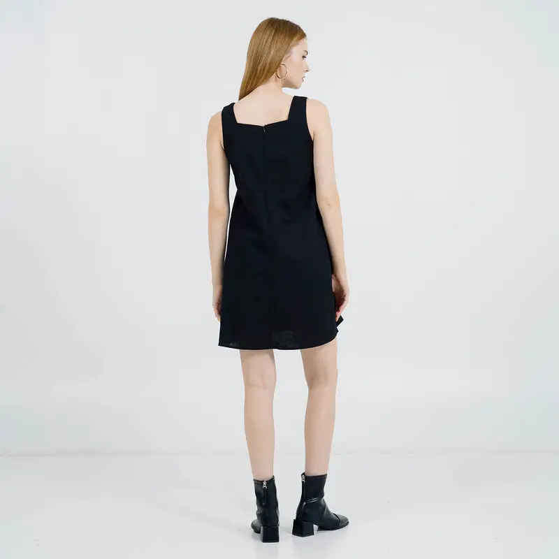 This Is April Mini Dress Simple Wanita Tanpa Lengan Luna Dress Khaki & Black 3