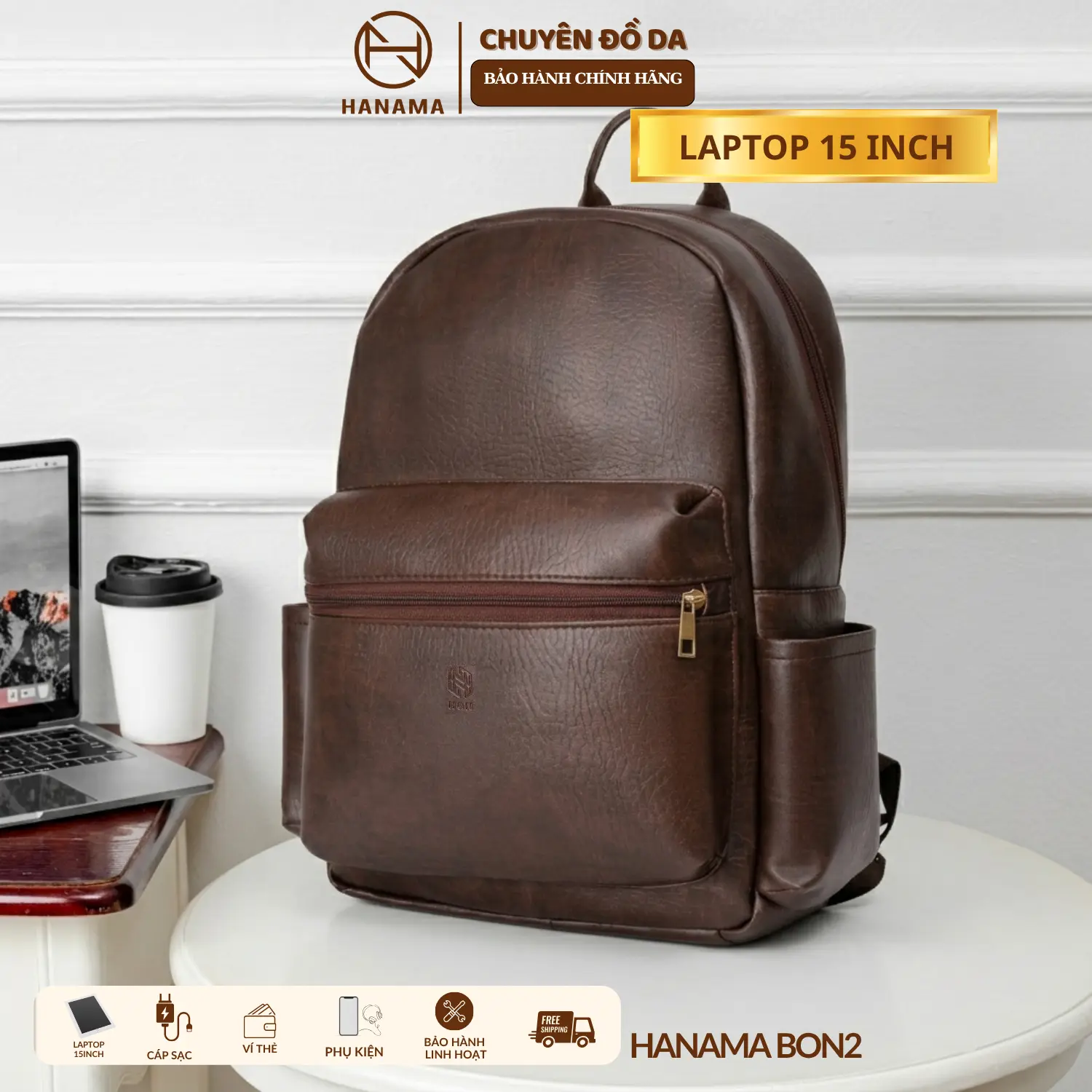 [DAILY_HANAMA]_Balo Đi Học đeo Vai da cao cấp Bon2 bản cao cấp chống sốc 6 mặt Backpack