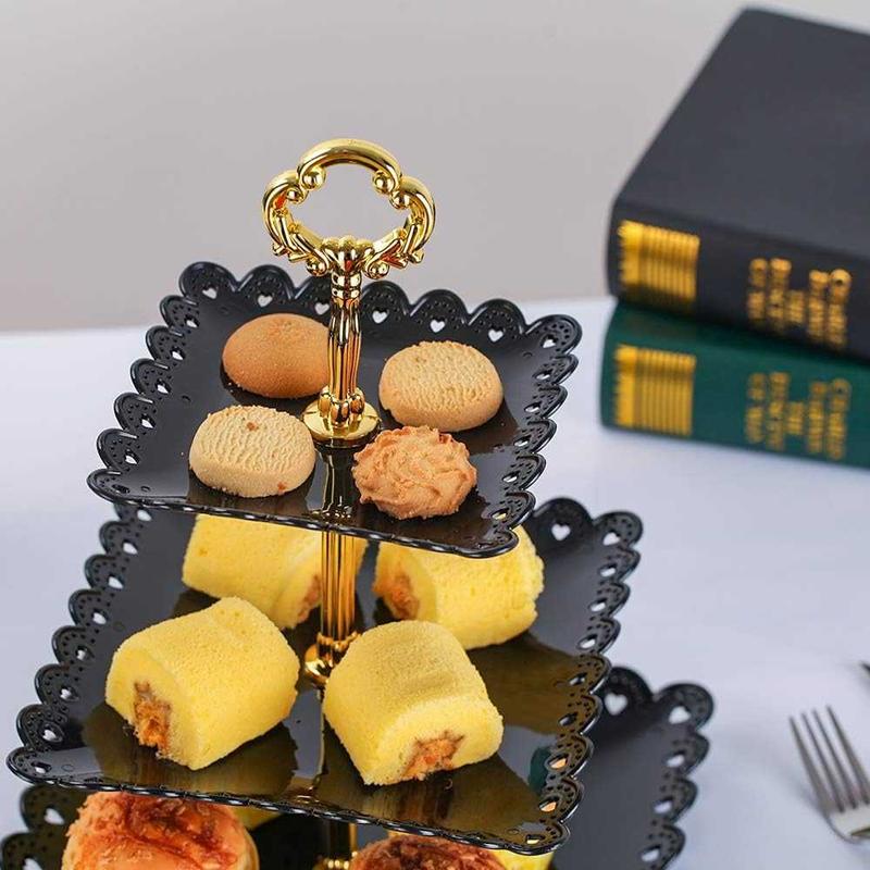 Rak Kue Susun 3 Tingkat tempat diseert piring makanan kecil Detachable Plate Cake Stand Display 7