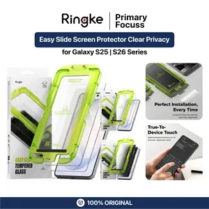 RINGKE Tempered Glass for Samsung Galaxy S26 S25 Ultra Plus RINGKE Easy Slide Screen Protector Clear Privacy Anti Spy With Tray Installation 2.5D Screen Protector Guard 2 Pack - Primary Focuss