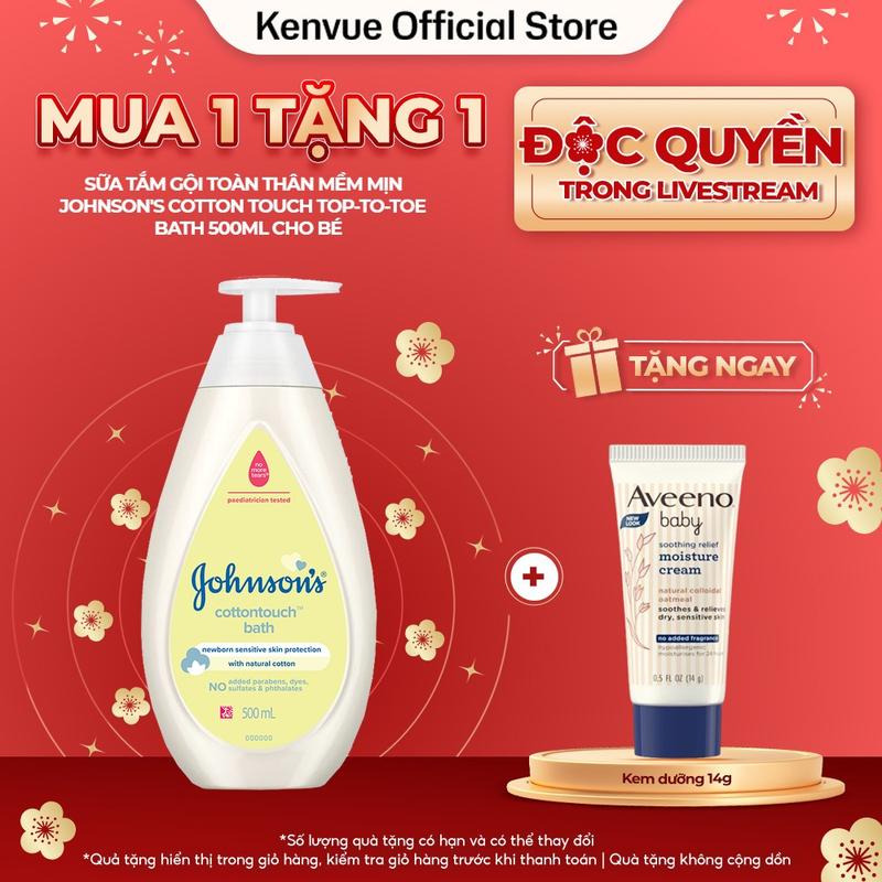  Sữa tắm gội toàn thân mềm mịn Johnson's Baby Cotton touch Top-To-Toe Bath 500ml | Cho Bé 