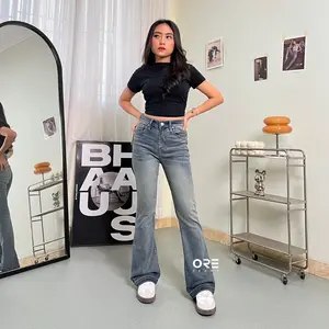 ORE - Cutbray Erica Wisker Celana Jeans Wanita Highwaist Washed Stretch Slim Fit