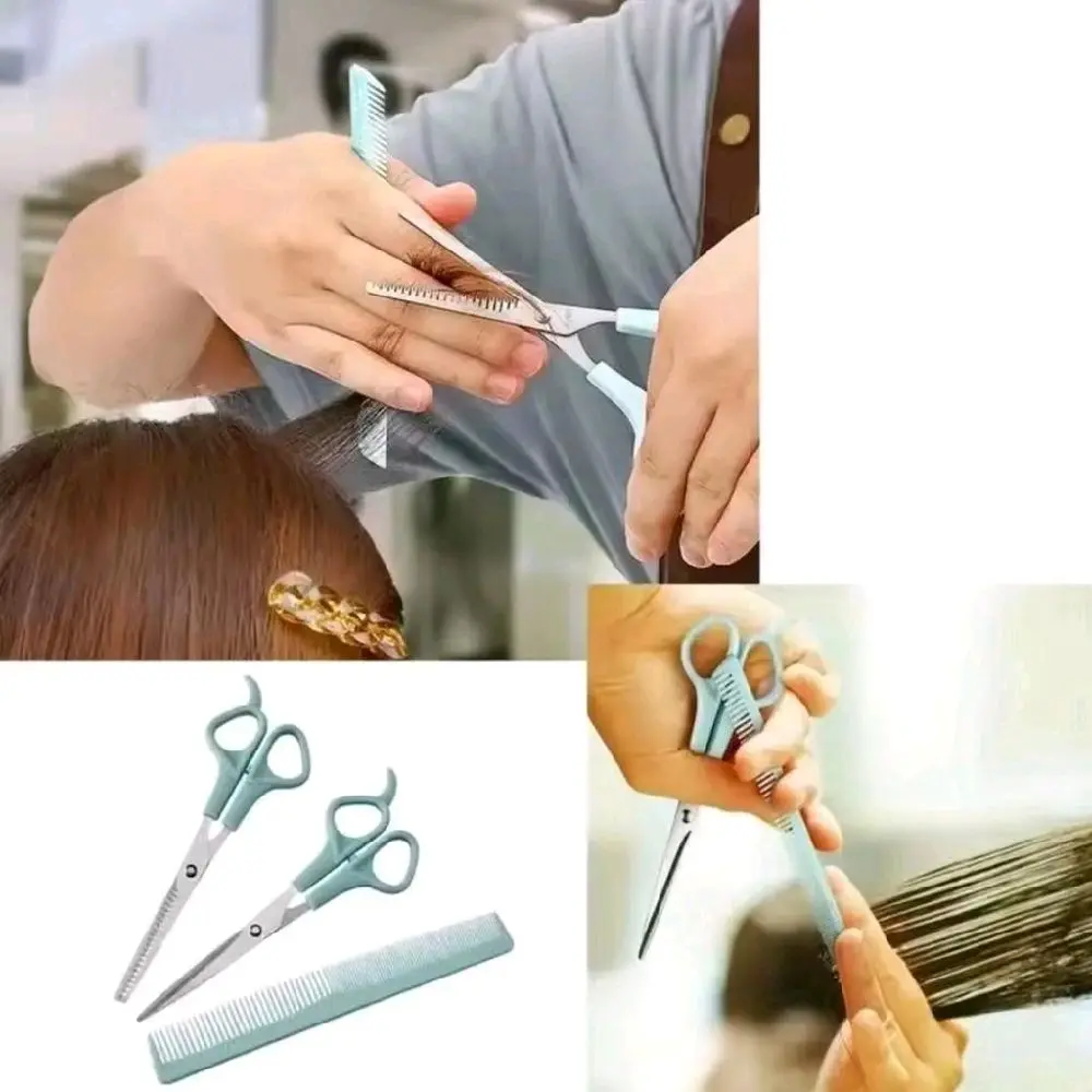 gunting rambut cukur sisir satu set isi 3 import stainless tajam