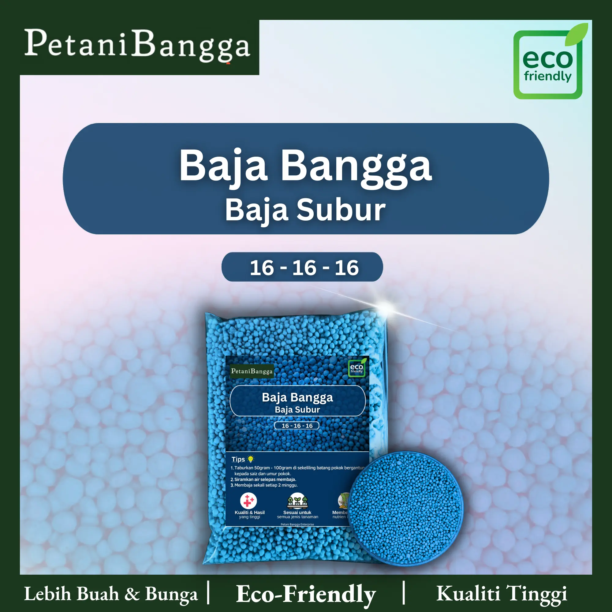 1kg Baja Bangga Baja Subur 16-16-16 berdaun lebat pokok subur pokok buah pokok sayur