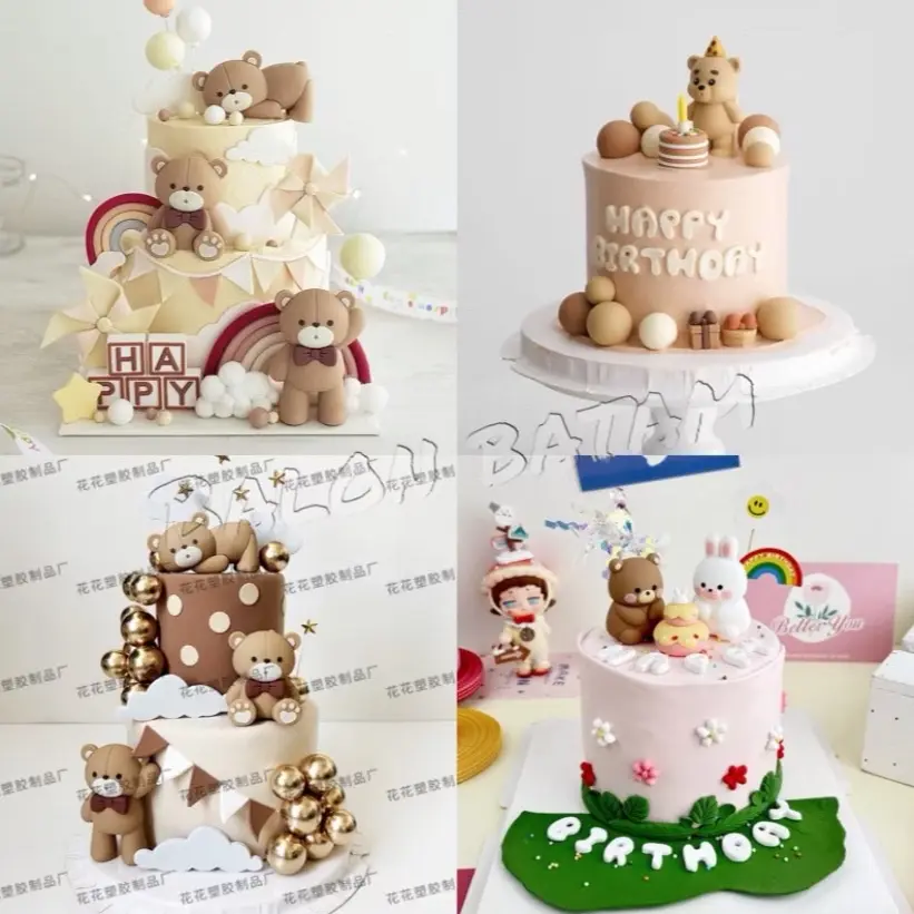 Topper cake karakter bear Pajangan cake silikon bear