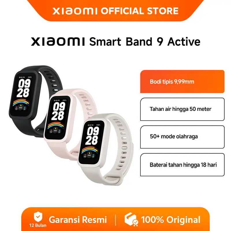 Xiaomi Smart Band Active Refresh rate 60 Hz Tahan Air Hingga 50 Meter  50+ Mode Olahraga Beige White Band Active