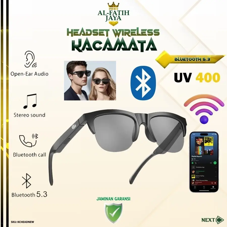ALFATIHJAYA Smart Glasses Bluetooth F-06 Wireless Stereo Headset Waterproof Touch Control Rechargeable Sunglasses