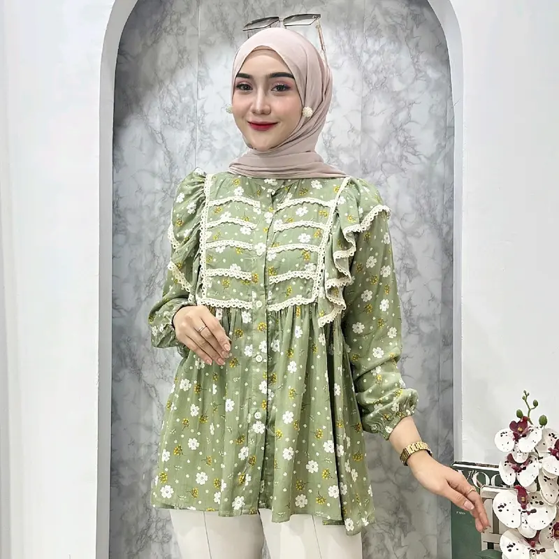 ROSELLA BLOUSE - ATASAN RAYON KOMBINASI RENDA MOTIF ADEM LEMBUT 4